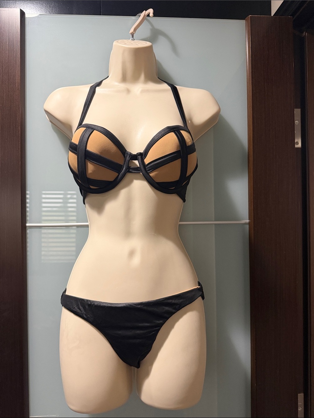 Beach Bunny Black and Tan Strappy Bikini